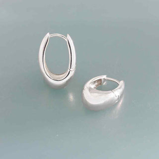 Nina Designs Sterling Silver Long Teardrop Huggie Hoops