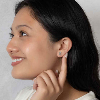 Sterling Silver Butterfly Half Wing Earrings on Woman