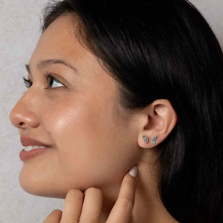 Pair of Sterling Silver Butterfly Half Wing Earrings on Ear