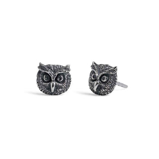 Nina Designs Sterling Silver Owl Face Post Earrings