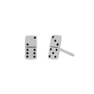 Sterling Silver Domino Post Earrings 8x4mm