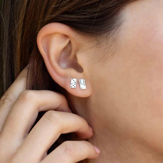 Sterling Silver Domino Post Earrings 8x4mm - Nina Designs