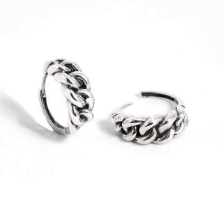 Sterling Silver Graduated Chain Huggie Hoop Earrings