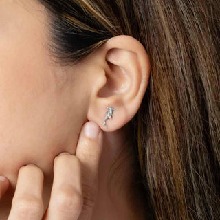 Sterling Silver Hammerhead Shark earrings on model