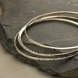 Nina Designs Sterling Silver Hammered Bangle Bracelet