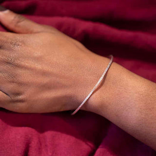 Sterling Silver Hammer Textured Bangle  Bracelet on Wrist