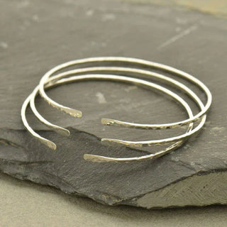 Nina Designs Sterling Silver Hammered Adjustable Bangle