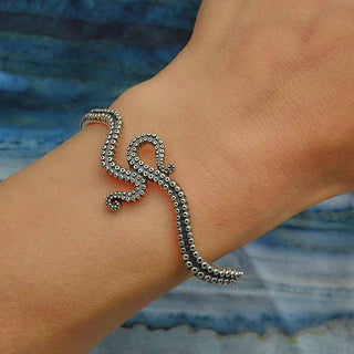 Sterling Silver Octopus Tentacle Bracelet on Wrist