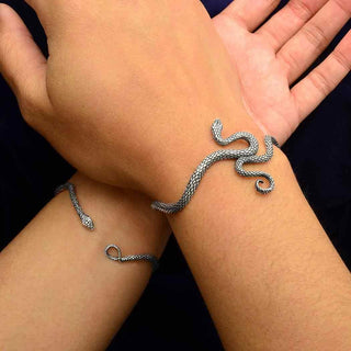 Sterling Silver Scaly Snake Bracelet on Wrist