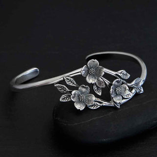 Nina Designs Sterling Silver Dogwood Flower Cuff Bracelet