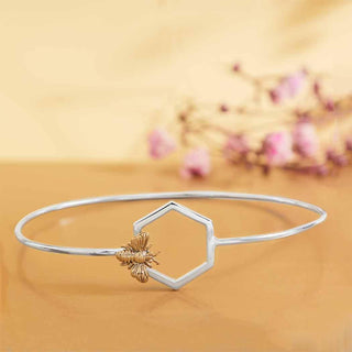 Nina Designs Mixed Metal Honeycomb and Bee Bracelet with Hook and Eye Closure