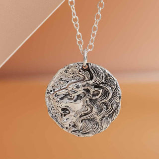 Nina Designs Sterling Silver Lion Head Coin Necklace on Silver Chain