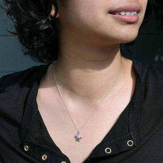 Sterling Silver Turtle Necklace on Neck
