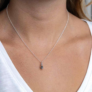 Sterling Silver Mini Skull Necklace on model