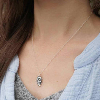 Sterling Silver Anatomical Heart Necklace on Neck