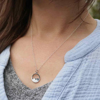 Silver Layered Mountain Necklace on Woman