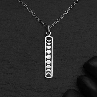 Nina Designs Sterling Silver Vertical Moon Phase Necklace on Silver Chain