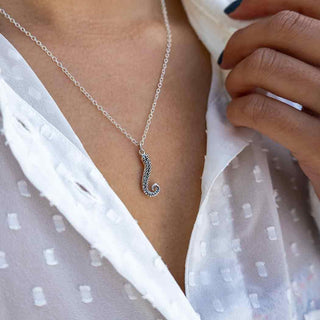 Sterling Silver Octopus Tentacle with Suckers Necklace on Neck
