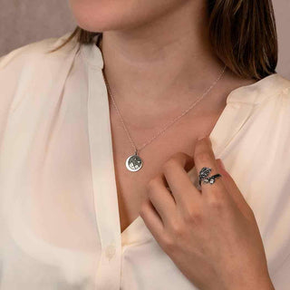Sterling Silver Snowy Mountain Necklace on Neck