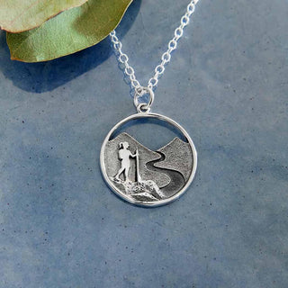 Nina Designs Sterling Silver Hiking Girl Necklace on Silver Chain