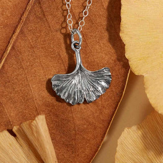 Nina Designs Sterling Silver Ginkgo Leaf Necklace