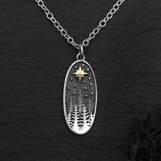 Nina Designs Sterling Silver Forest Necklace with Bronze North Star