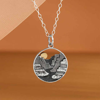 Nina Designs Sterling Silver Layer Canyon Necklace with Bronze Sun