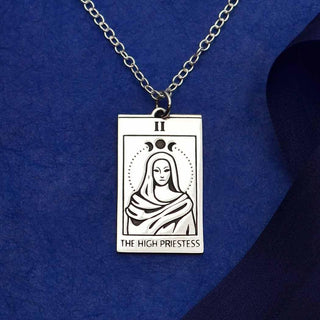 Nina Designs Sterling Silver High Priestess Tarot Card Necklace