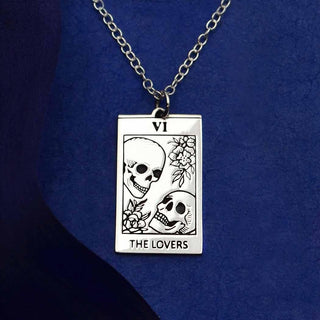 Nina Designs Sterling Silver Lovers Tarot Card Necklace