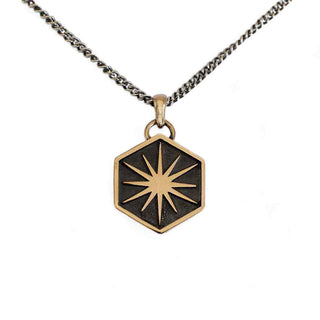 Nina Designs Hexagon Sun Shadowbox Necklace on Silver Chain