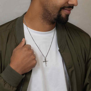 Stake Cross Necklace on Man