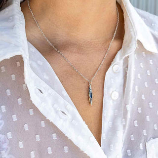 Sterling Silver Kayak Necklace on Neck