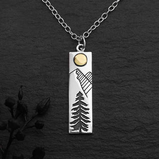 Nina Designs Sterling Silver Forest Necklace with Bronze Sun