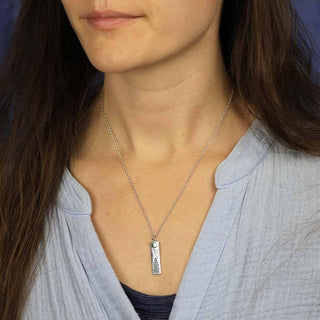 Sterling Silver and Bronze Rectangular Forest Necklace with Bronze Sun