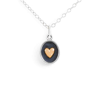 Nina Designs Mixed Metal Shadowbox Heart Necklace on Silver Chain