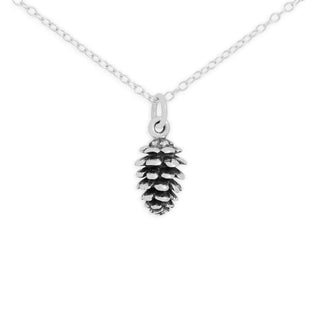 Sterling Silver Pinecone Necklace on white background