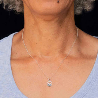 Sterling Silver Snow Capped Mountain Necklace on Neck