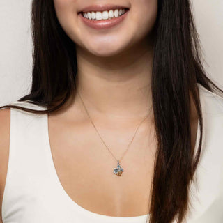 Sterling Silver Flowers Necklace  with Bronze Bee on Neck