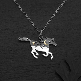 Nina Designs Mixed Metal Starry Night Horse Necklace