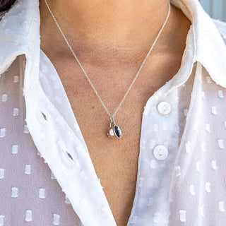 Sterling Silver Teacup Necklace on Neck
