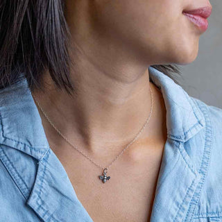 Sterling Silver Bee Necklace on Woman