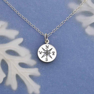 Nina Designs Sterling Silver Compass Necklace on Silver Chain