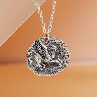Nina Designs Sterling Silver Pegasus Coin Necklace on Silver Chain
