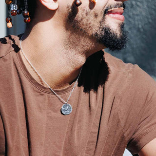 Sterling Silver Pegasus Coin Necklace on Man