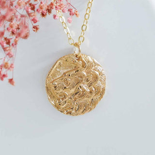 Nina Designs Bronze Lion Coin Necklace on Gold filled chain