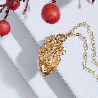 Nina Designs Bronze Anatomical Heart Necklace on Gold filled chain