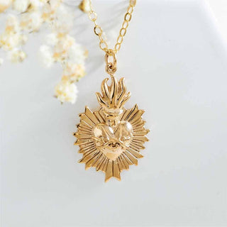 Nina Designs Bronze Sacred Heart Necklace on Gold filled chain