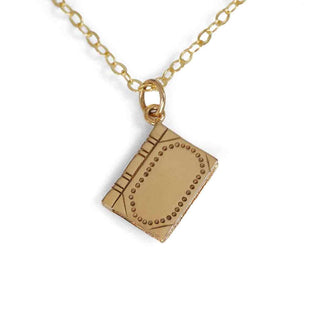 Nina Designs Bronze Book Necklace on Gold Filled Chain
