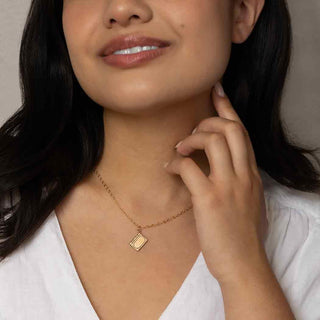 Bronze Book Necklace on Woman