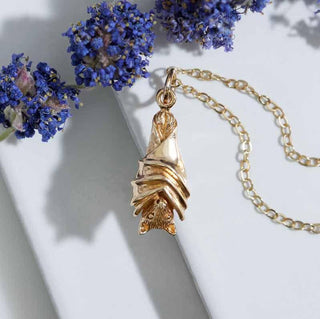 Nina Designs Bronze Hanging Bat Necklace on Gold Filled Chain